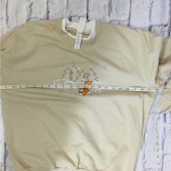 Morning Sun Brand Women’s Crewneck Sweatshirt eos Winter Scene w/Foxes Size‎ Med - Picture 3 of 7